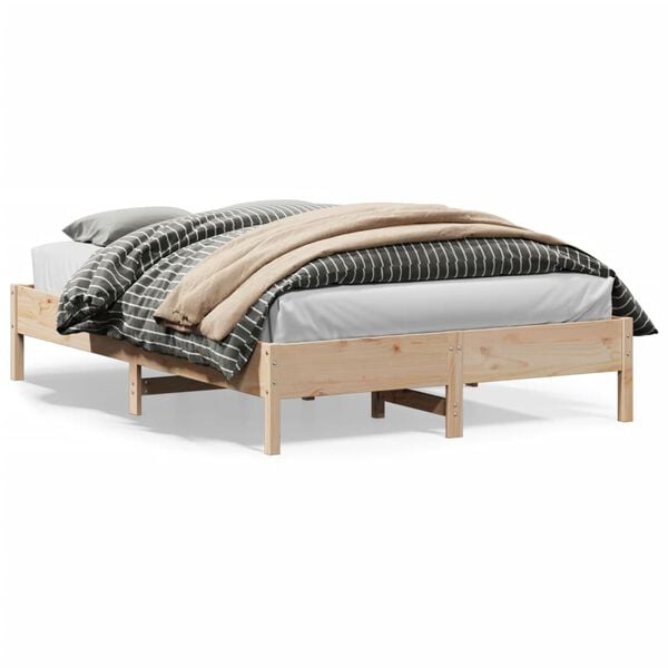 vidaXL Estructura de cama sin colch&oacute;n madera de pino maciza 120x200 cm