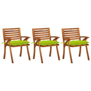 vidaXL Sillas de comedor jard&iacute;n con cojines 3 uds madera maciza acacia