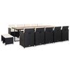 vidaXL Set comedor de jard&iacute;n 15 piezas y cojines rat&aacute;n sint&eacute;tico negro