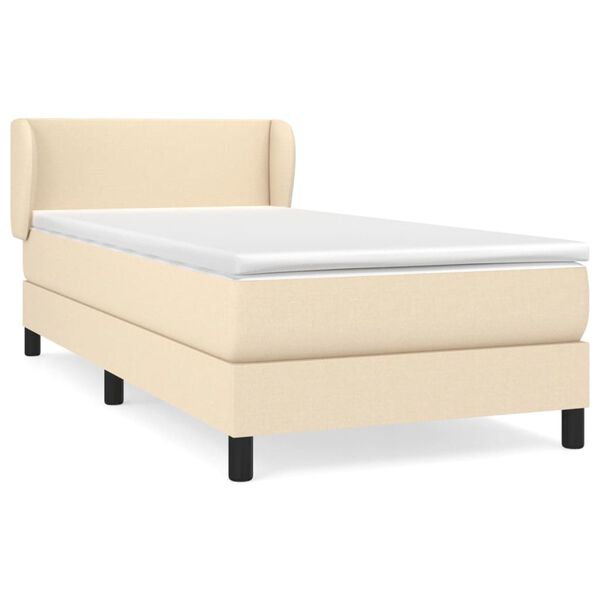 vidaXL Cama box spring con colch&oacute;n tela color crema 90x200 cm