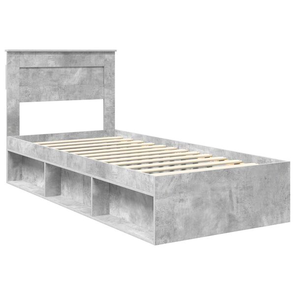 vidaXL Estructura de cama con colchón Gris concreto 75 x 190 cm