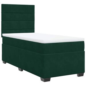vidaXL Cama box spring con colch&oacute;n terciopelo verde oscuro 80x200 cm