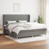 vidaXL Cama box spring con colch&oacute;n tela gris oscuro 200x200 cm