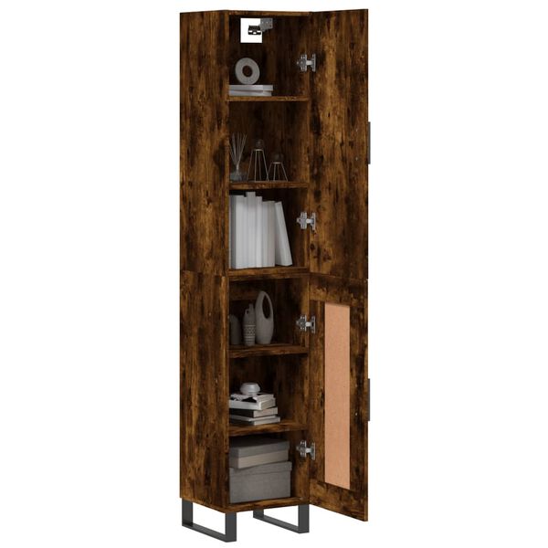 vidaXL Aparador de madera contrachapada roble ahumado 34,5x34x180 cm