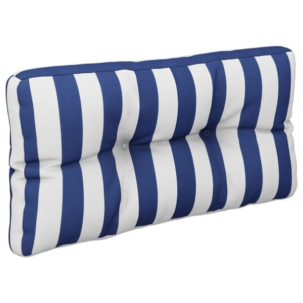 vidaXL Coj&iacute;n para pal&eacute;s tela a rayas azul y blanco 70x40x12 cm