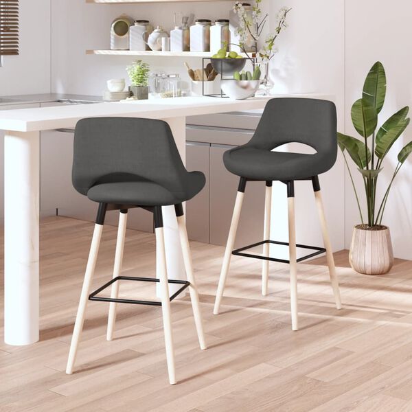 vidaXL Taburetes de cocina 2 unidades tela gris oscuro