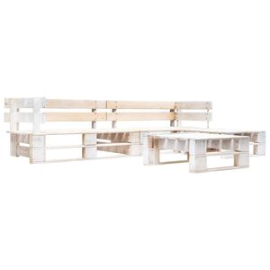 vidaXL Set de muebles de pal&eacute;s para jard&iacute;n 4 piezas madera blanco