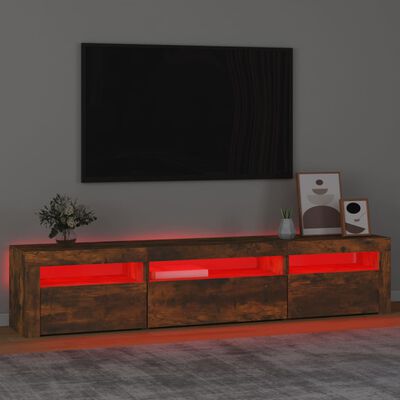 vidaXL Mueble de TV con luces LED roble ahumado 195x35x40 cm