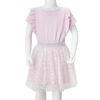 Vestido infantil volantes rosa claro 128