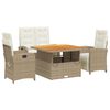 vidaXL Set comedor de jard&iacute;n 5 pzas con cojines rat&aacute;n sint&eacute;tico beige