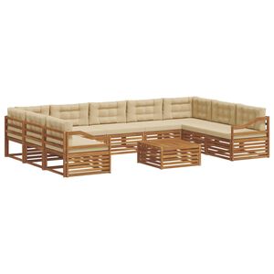 vidaXL Conjunto de sof&aacute;s de exterior con coj&iacute;n 10 pcs Natural y Beige