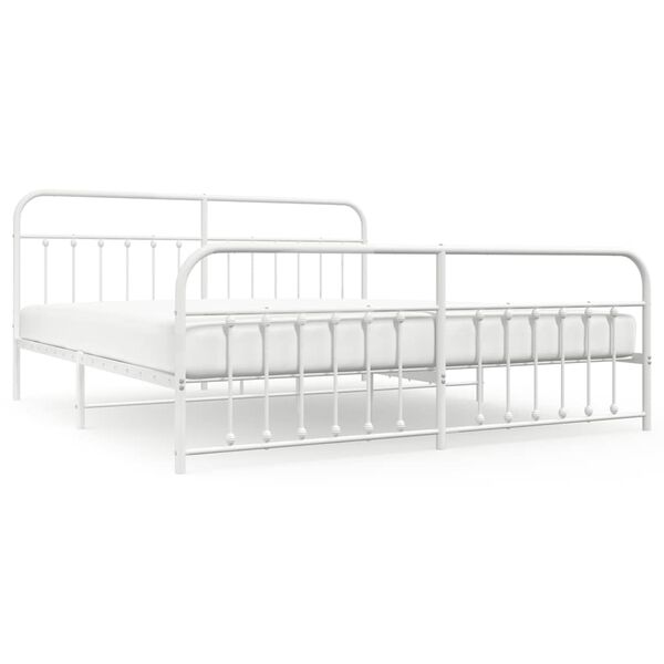 vidaXL Estructura cama sin colch&oacute;n con estribo metal blanco 200x200 cm