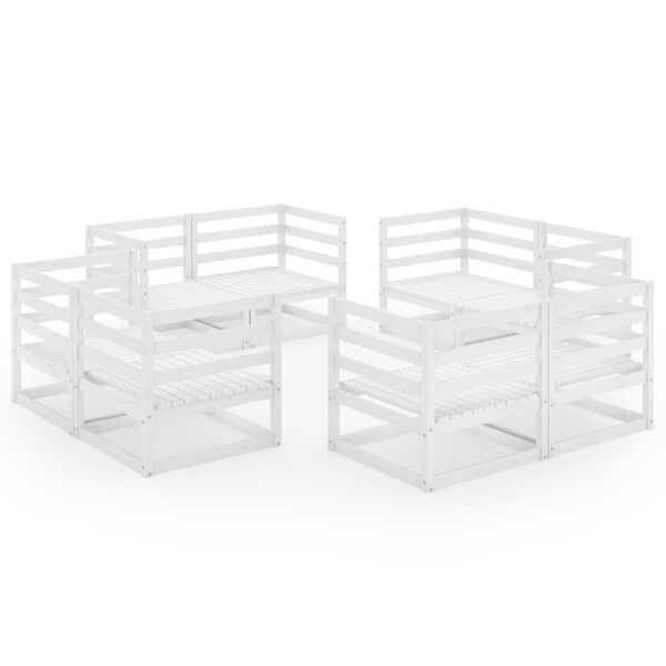 vidaXL Set de salón de jardín de 8 piezas blanco madera maciza de pino