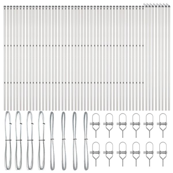 vidaXL Poste de cerca Otro 52 pcs Gris 3,2 x 3,2 x 190 cm Acero