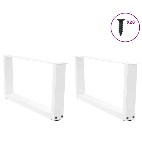 vidaXL Patas para mesa de centro en forma de V (2 unidades), color blanco, 70 x (30-31,3) cm, acero