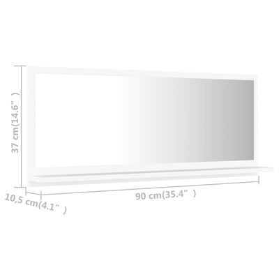 vidaXL Espejo de baño madera contrachapada blanco 90x10,5x37 cm