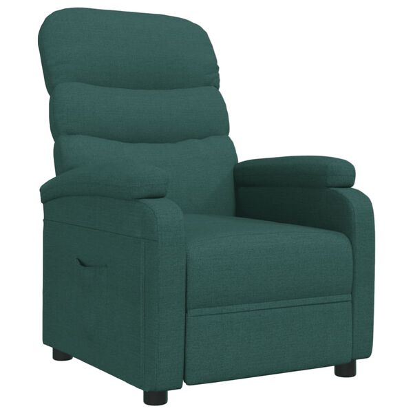 vidaXL Sill&oacute;n reclinable de tela verde oscuro