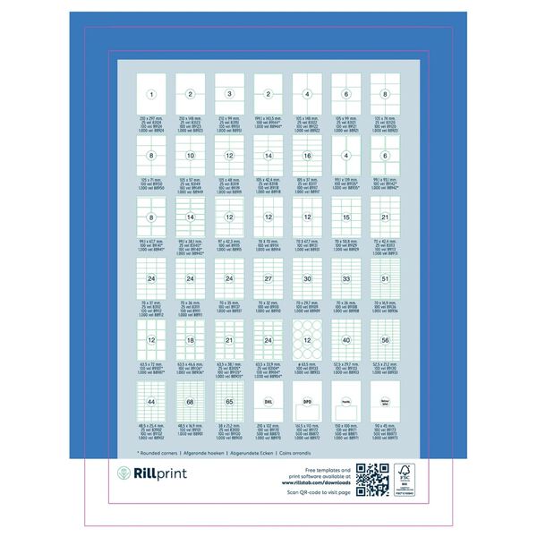 rillprint Etiquetas autoadhesivas 210x148 mm 1000 hojas blanco