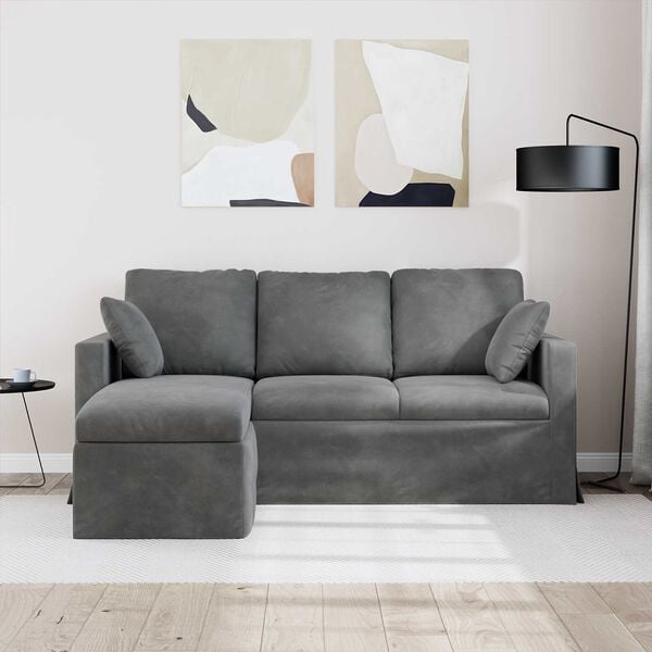 vidaXL Sof&aacute; Gris oscuro 198 x 134 x 80 cm Terciopelo