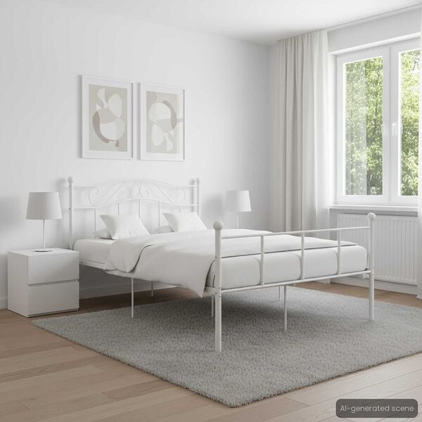 vidaXL Estructura de cama sin colch&oacute;n metal blanco 140x200 cm