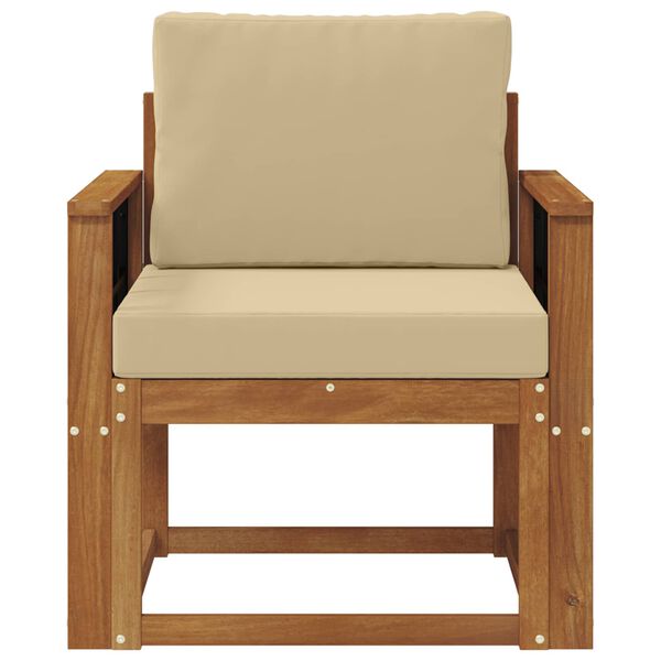 vidaXL Sof&aacute; de exterior Madera de Acacia S&oacute;lida y Poli&eacute;ster Natural