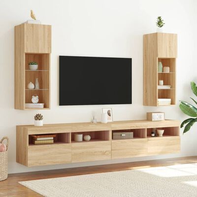 vidaXL Mueble para TV con luces LED roble Sonoma 30,5x30x90 cm