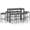 vidaXL Muebles de bar para jard&iacute;n 9 pzas cojines rat&aacute;n sint&eacute;tico gris