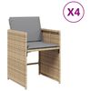 vidaXL Sillones jard&iacute;n con cojines 4 uds rat&aacute;n sint&eacute;tico beige mezcla