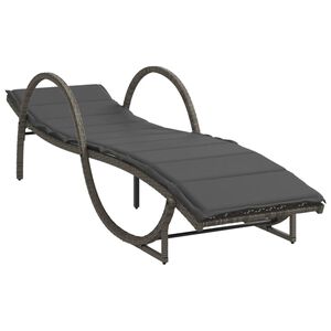 vidaXL Tumbona con coj&iacute;n rat&aacute;n sint&eacute;tico gris 60x199x42 cm