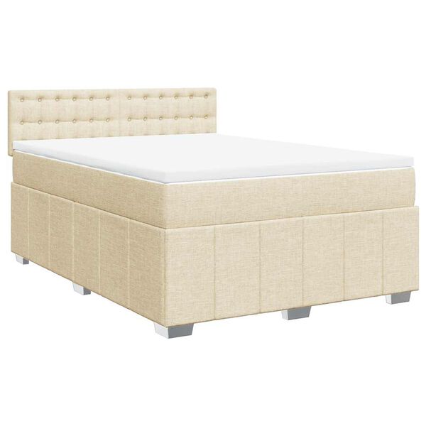vidaXL Cama box spring con colch&oacute;n tela color crema 140x190 cm