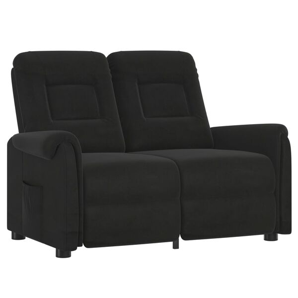 vidaXL Sill&oacute;n reclinable de masaje de 2 plazas tela microfibra negro