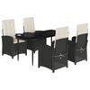 vidaXL Set de muebles jard&iacute;n 5 pzas con cojines rat&aacute;n sint&eacute;tico negro