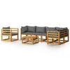 vidaXL Muebles de jard&iacute;n 7 pzas cojines madera maciza de acacia