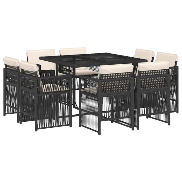 vidaXL Set comedor de jard&iacute;n 9 pzas con cojines rat&aacute;n sint&eacute;tico beige