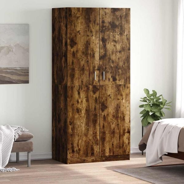 vidaXL Armario madera contrachapada color roble ahumado 90x52x200 cm