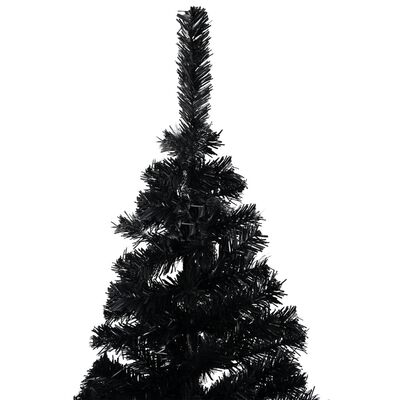 vidaXL Árbol de Navidad preiluminado con luces y bolas negro 150 cm
