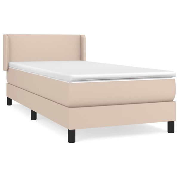 vidaXL Cama box spring con colch&oacute;n cuero sint&eacute;tico capuchino 90x190 cm