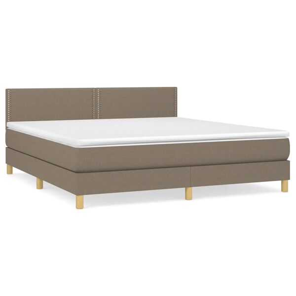 vidaXL Cama box spring con colch&oacute;n tela gris taupe 180x200 cm