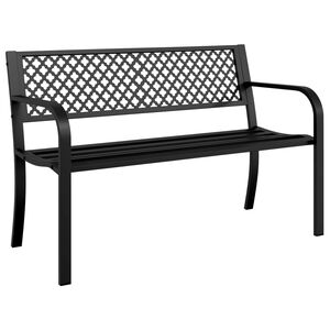 vidaXL Banco de jard&iacute;n de acero negro 119 cm
