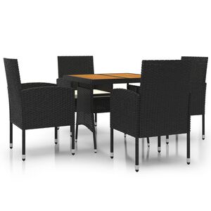 vidaXL Juego de comedor de jard&iacute;n 5 piezas rat&aacute;n sint&eacute;tico negro