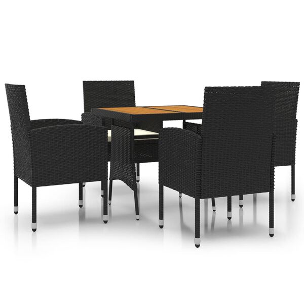 vidaXL Juego de comedor de jardín 5 piezas ratán sintético negro