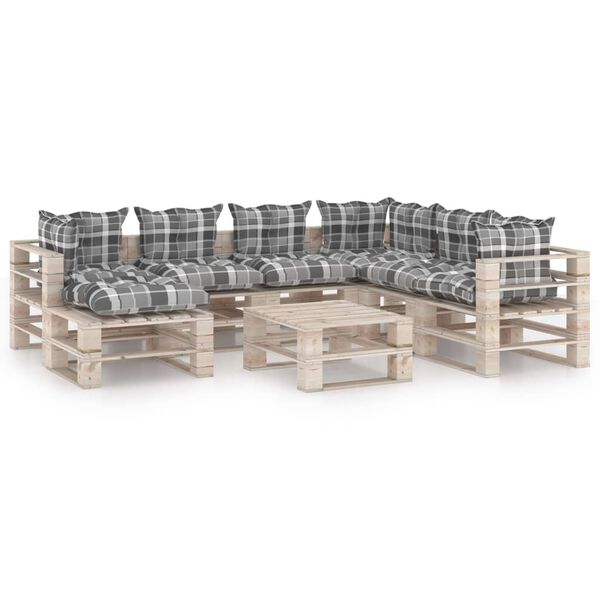 vidaXL Muebles de jard&iacute;n de palets 8 pzas con cojines madera de pino