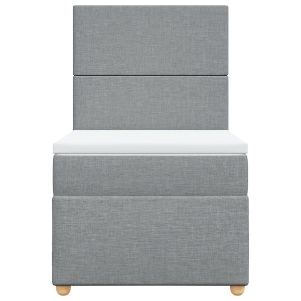 vidaXL Cama box spring con colch&oacute;n tela gris claro 90x190 cm