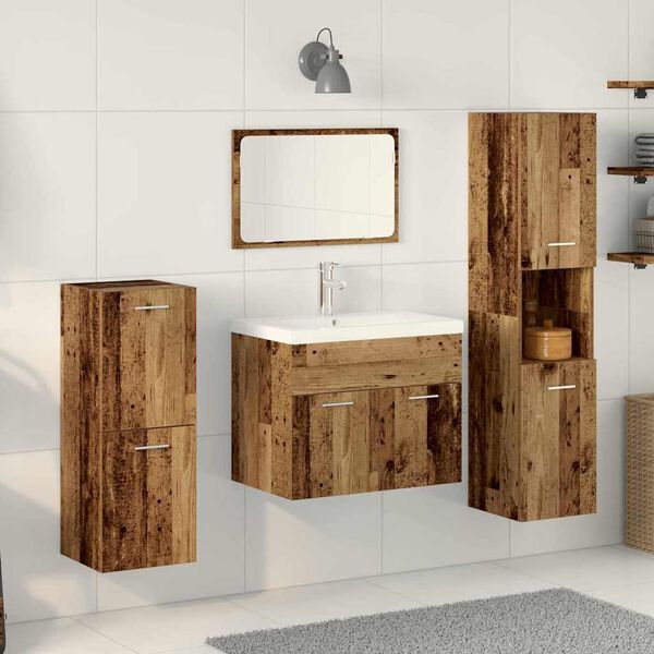vidaXL Juego de muebles de ba&ntilde;o 5 pcs Marr&oacute;n Madera de ingenier&iacute;a