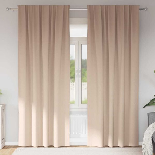 vidaXL Cortinas Opacas con Anillas 2 pcs Taup&eacute; 260 x 140 cm Poli&eacute;ster