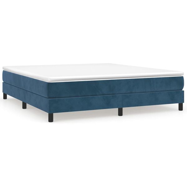 vidaXL Cama box spring con colch&oacute;n terciopelo azul oscuro 180x200 cm