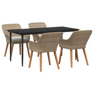 vidaXL Conjunto de Comedor de Jard&iacute;n 5 pcs Beige rat&aacute;n sint&eacute;tico