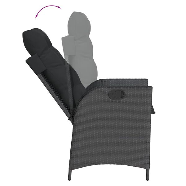 vidaXL Set de comedor de jard&iacute;n 7 pzas y cojines rat&aacute;n sint&eacute;tico negro