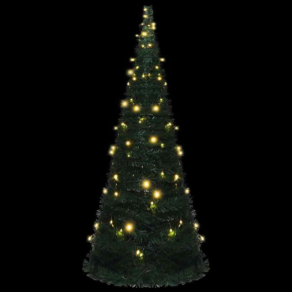 vidaXL &Aacute;rbol de Navidad emergente preiluminado con luces verde 210 cm
