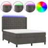 vidaXL Cama box spring colch&oacute;n y LED terciopelo gris oscuro 140x200 cm